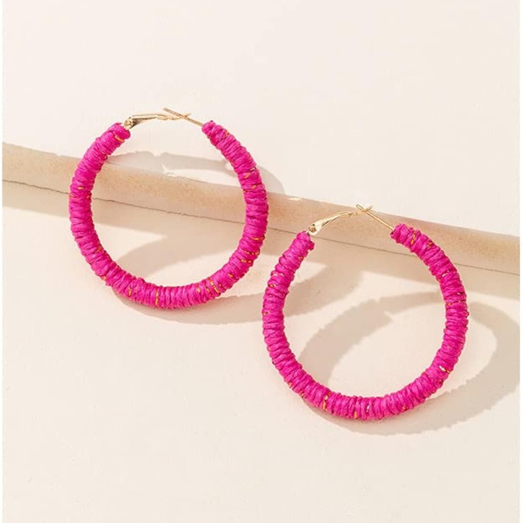 - Woven Pink Statement Earrings